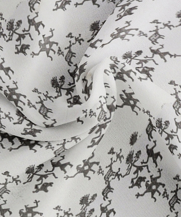 White black hand block printed king size cotton double bedsheet