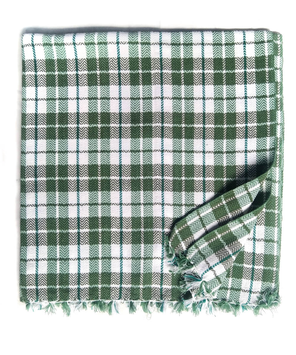 White green stripe handwoven cotton towel