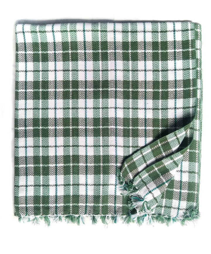 White green stripe handwoven cotton towel