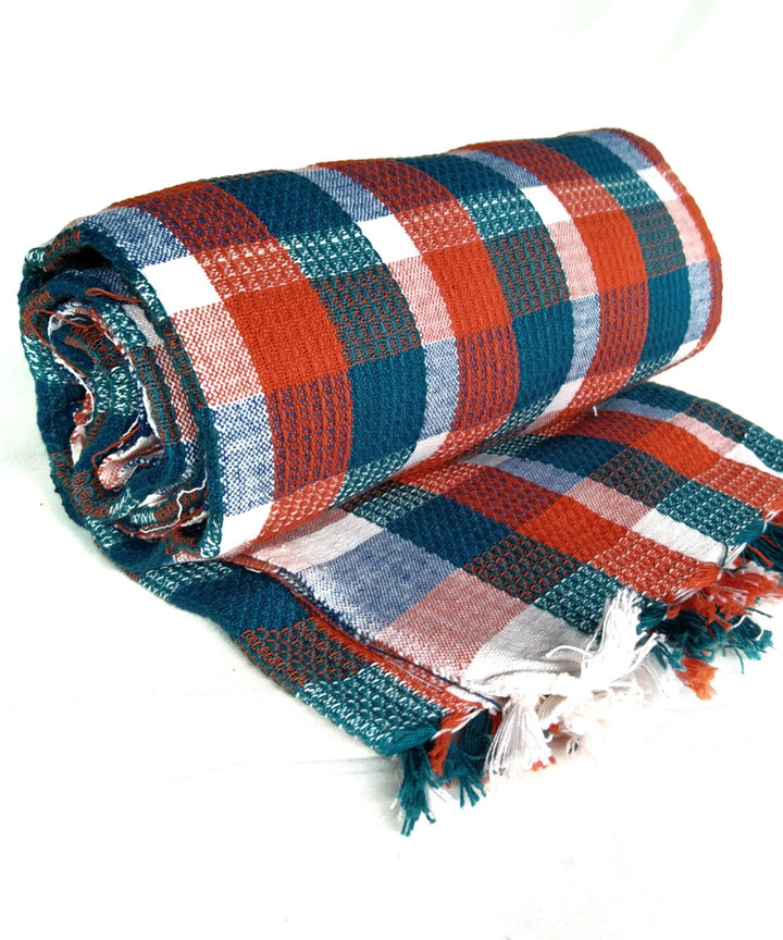 Multicolor checks handwoven cotton towel