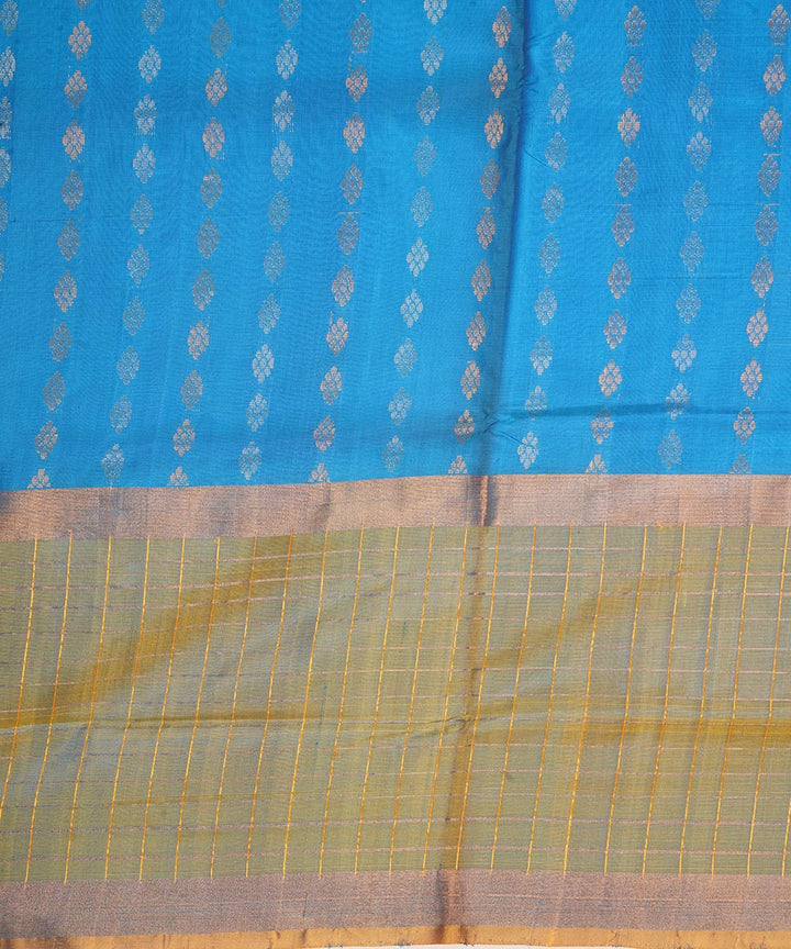 Sky blue yellow silk handloom uppada saree