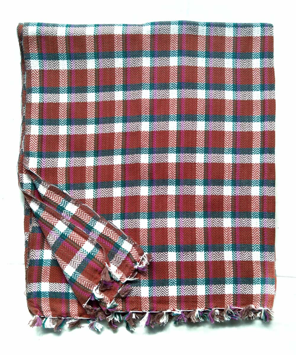 Multicolor white check handwoven cotton towel