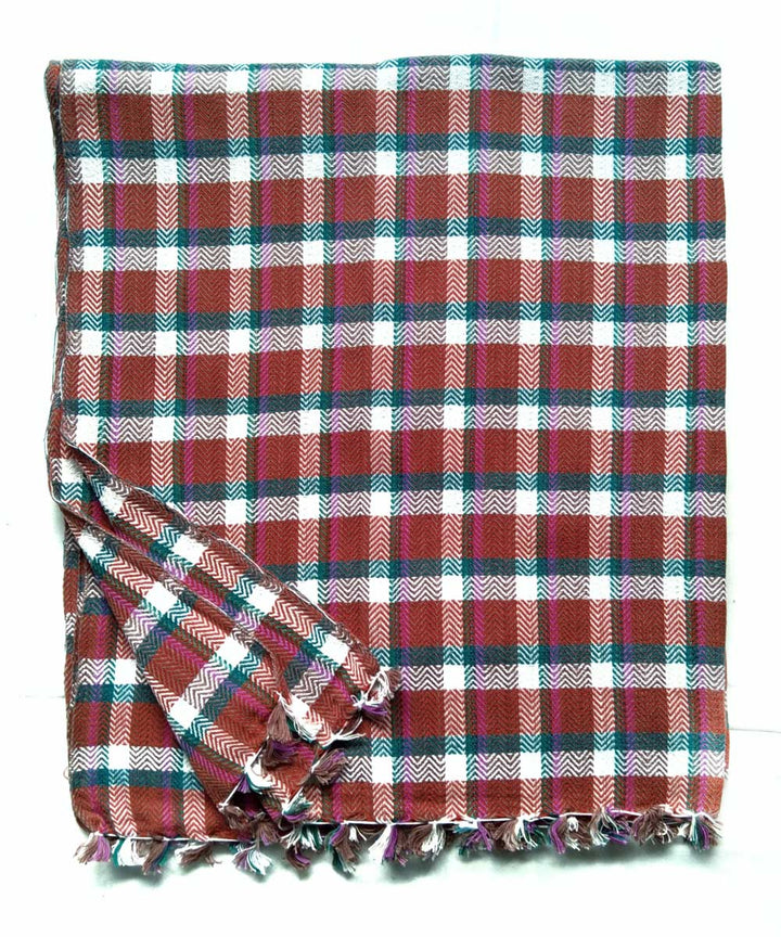 Multicolor white check handwoven cotton towel