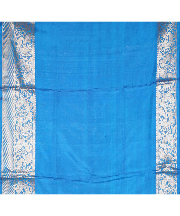 Lime green cyan blue silk handloom venkatagiri saree