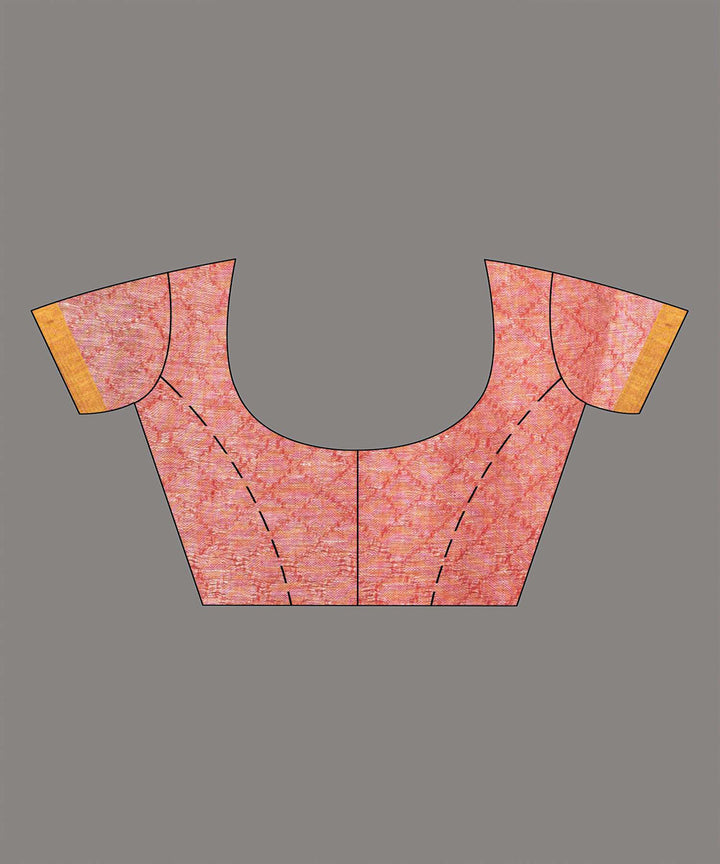 Grey red handwoven bengal linen saree