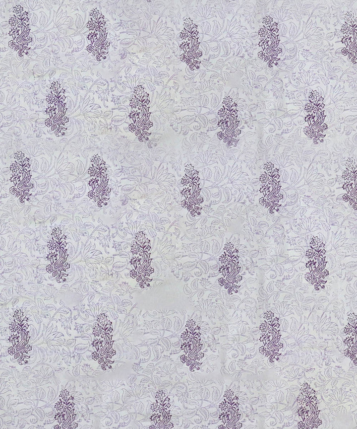 White purple hand block printed king size cotton double bedsheet
