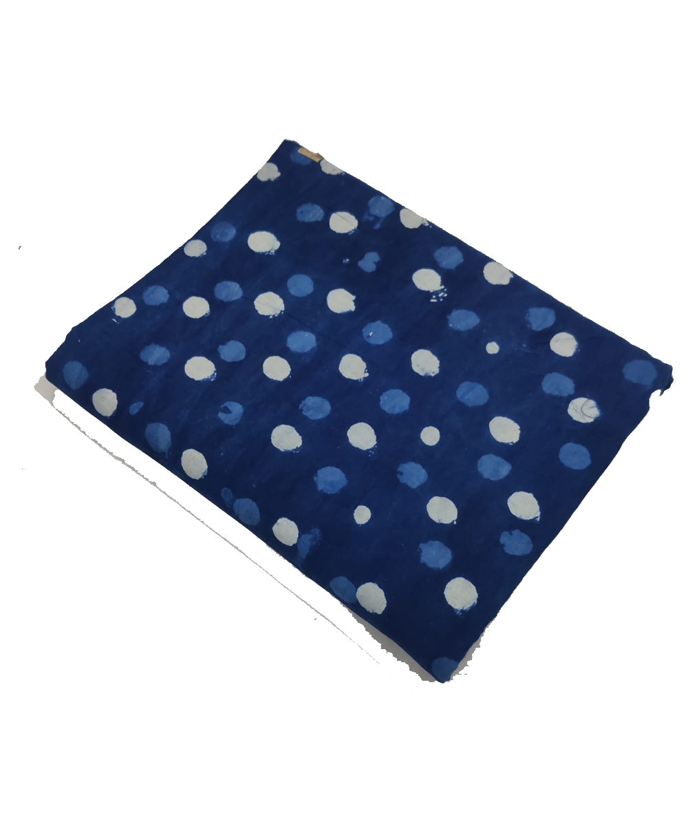 2.5m Blue polkadot handblock printed cotton kurta material