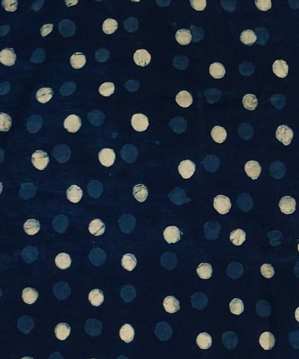2.5m Blue polkadot handblock printed cotton kurta material