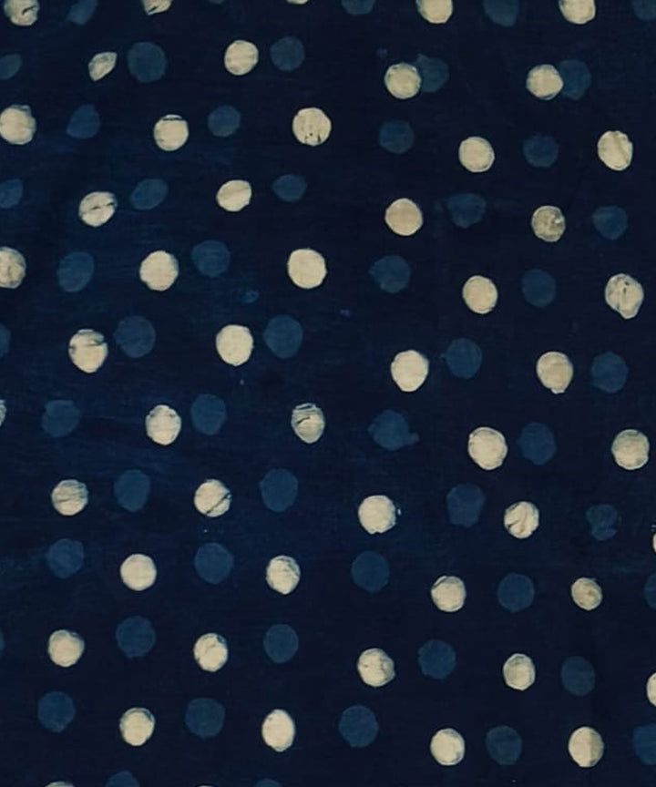 2.5m Blue polkadot handblock printed cotton kurta material