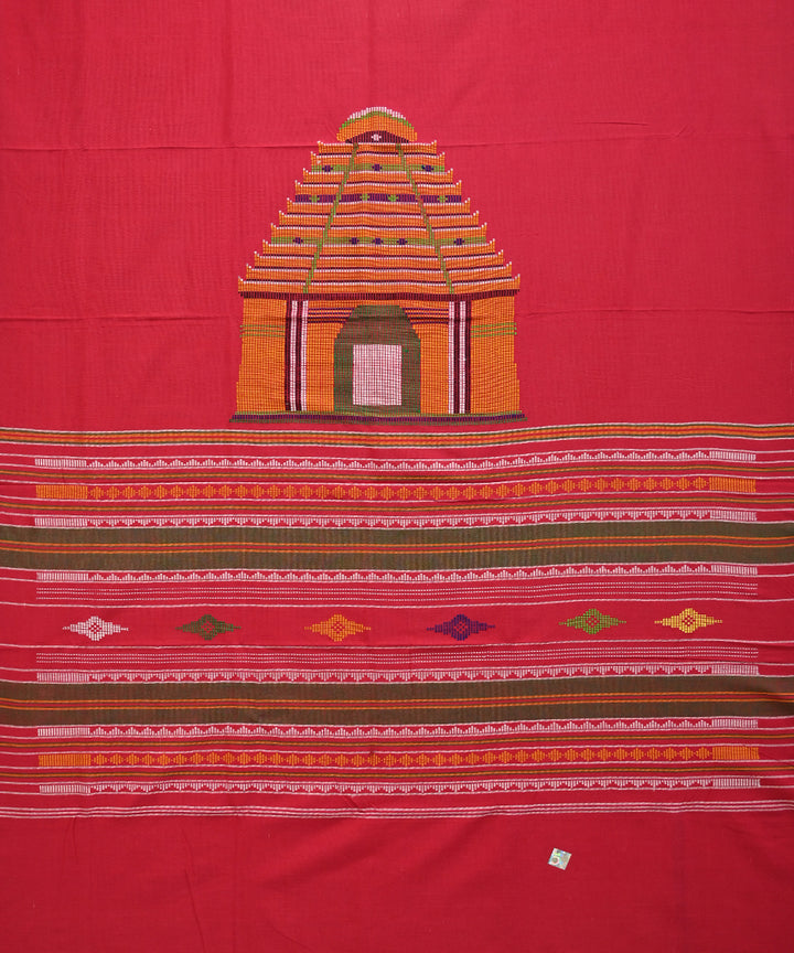 Dark red multi colour Handmade Cotton Dhala pathara parada