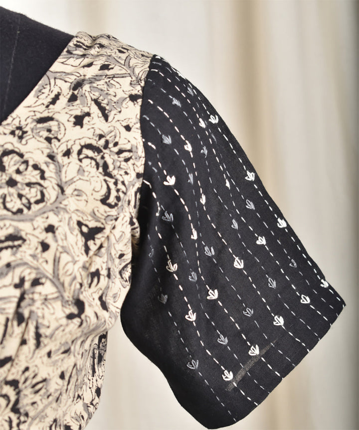 Black handwoven kalamkari embroidered blouse