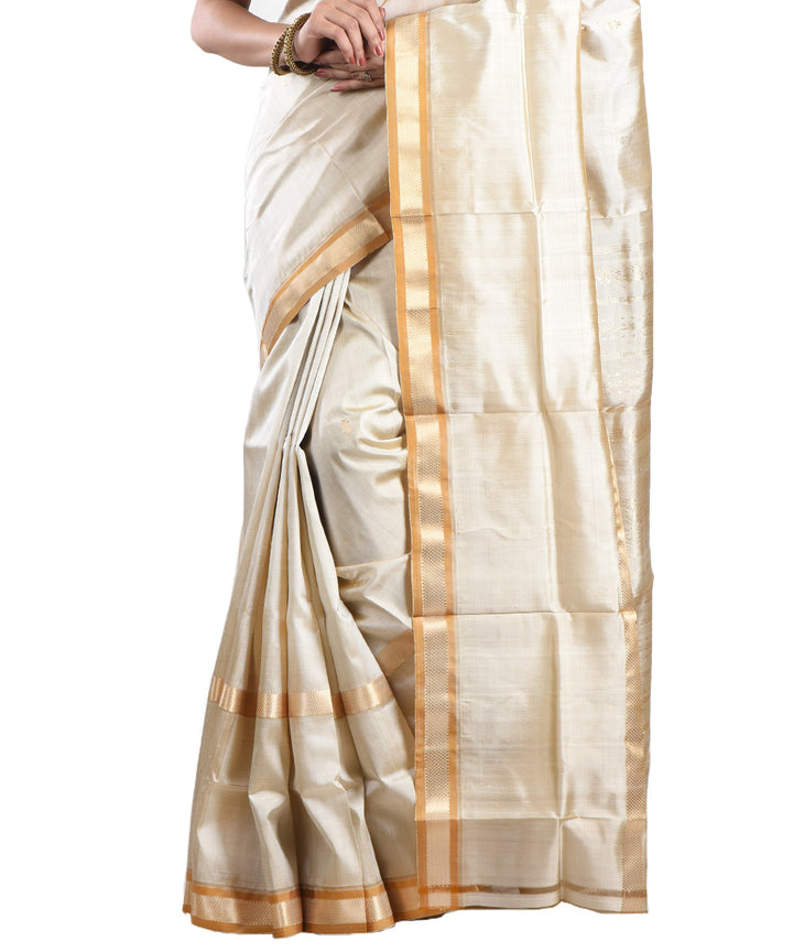 Beige handwoven silk saree