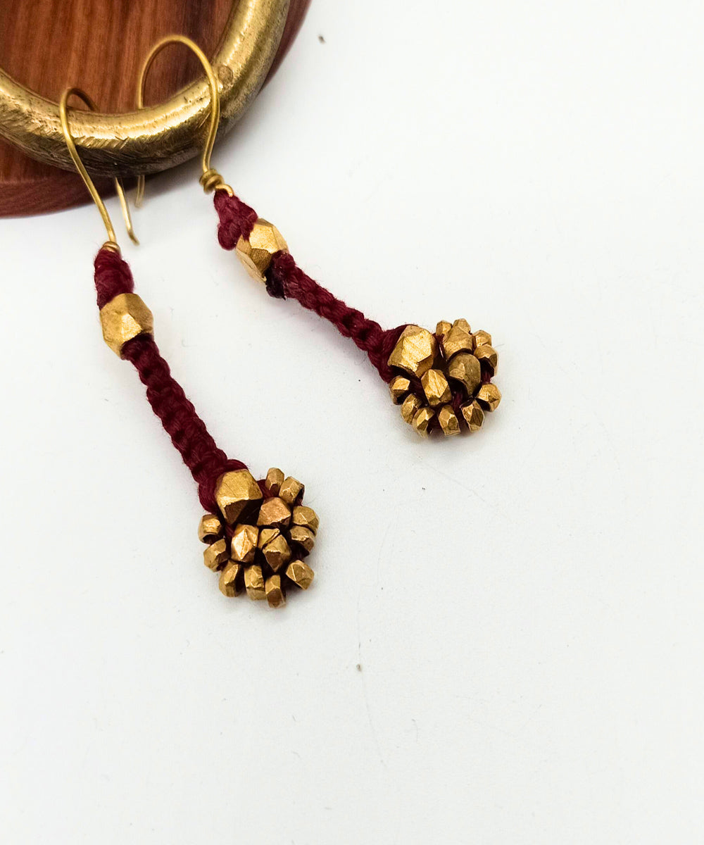 Golden pink handmade brass earring