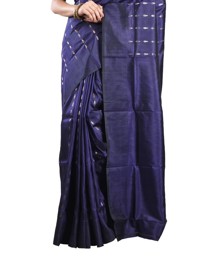 Navy blue handloom silk saree