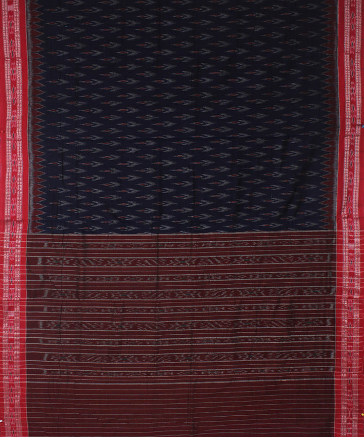 Navy blue red cotton handwoven nuapatna saree