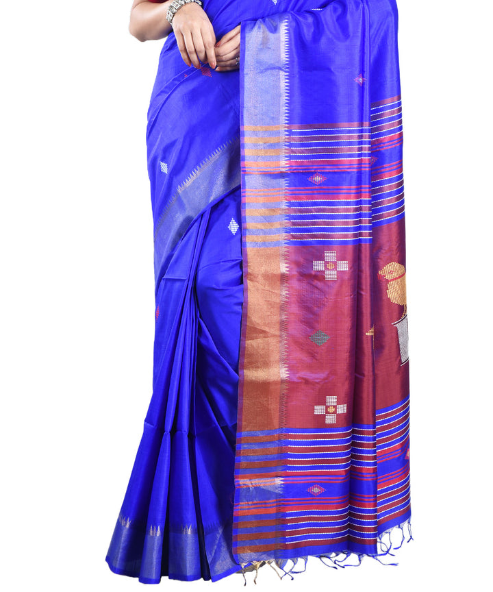 Navy blue silk handwoven silk saree
