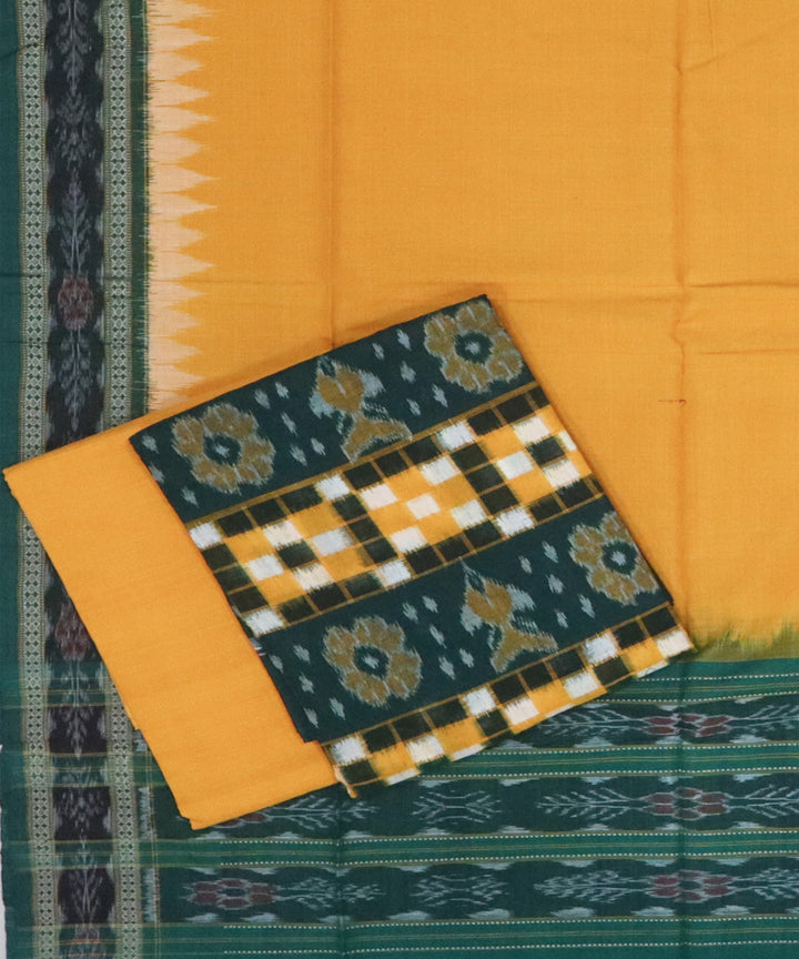 Yellow green handwoven cotton sambalpuri dress material