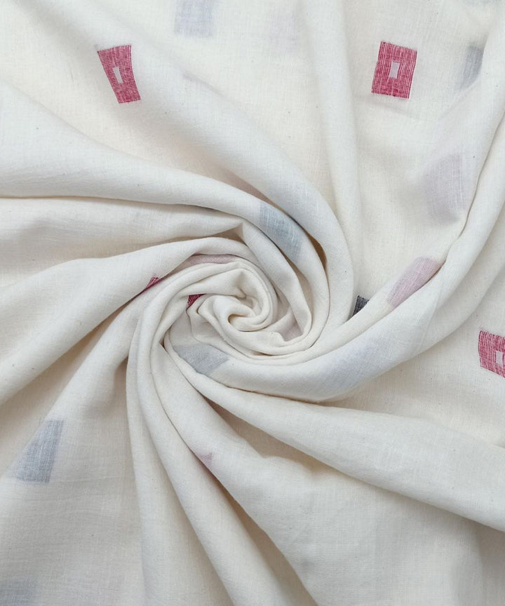 Offwhite buti handwoven cotton jamdani fabric