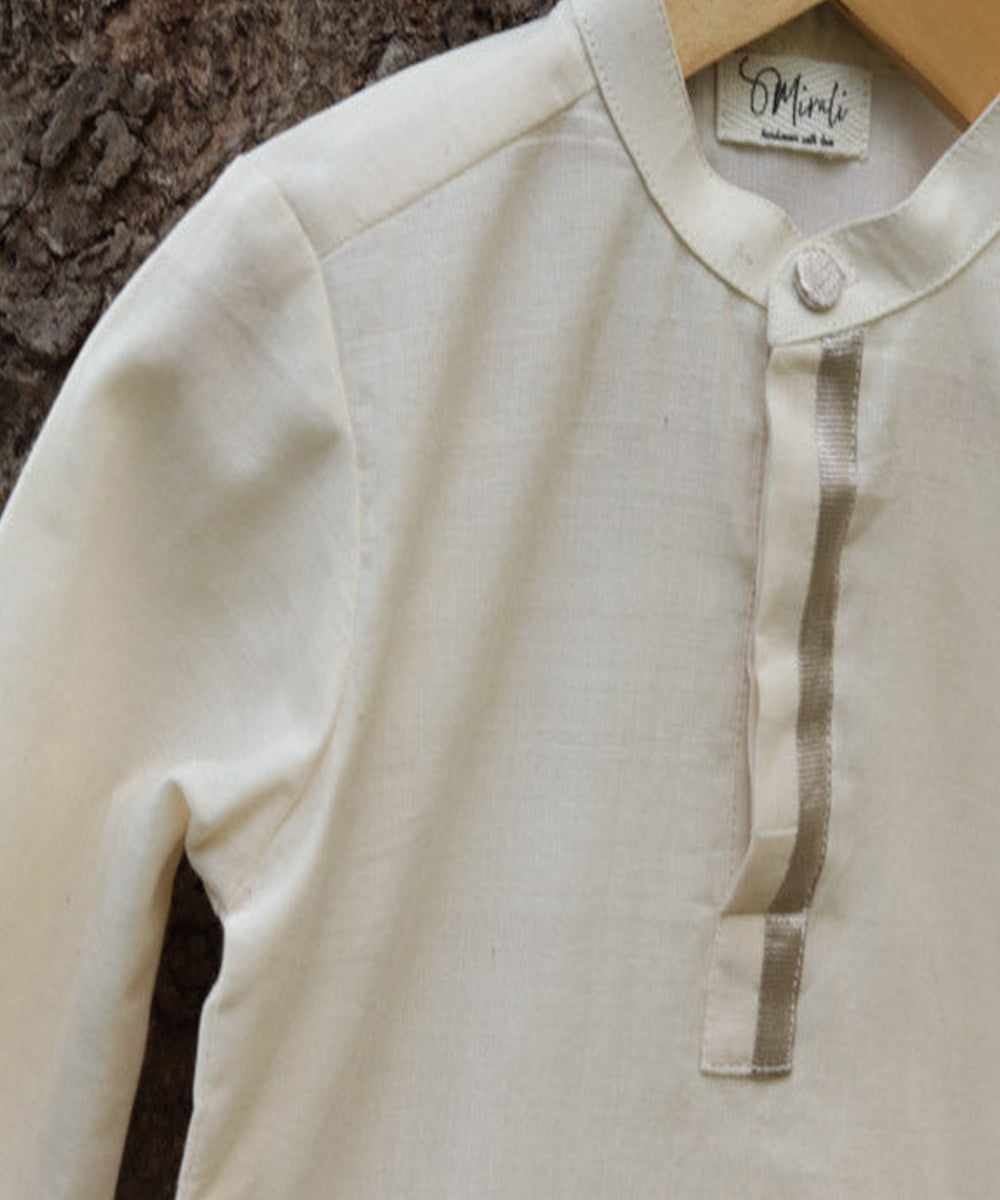 Shweth white handwoven cotton kurta