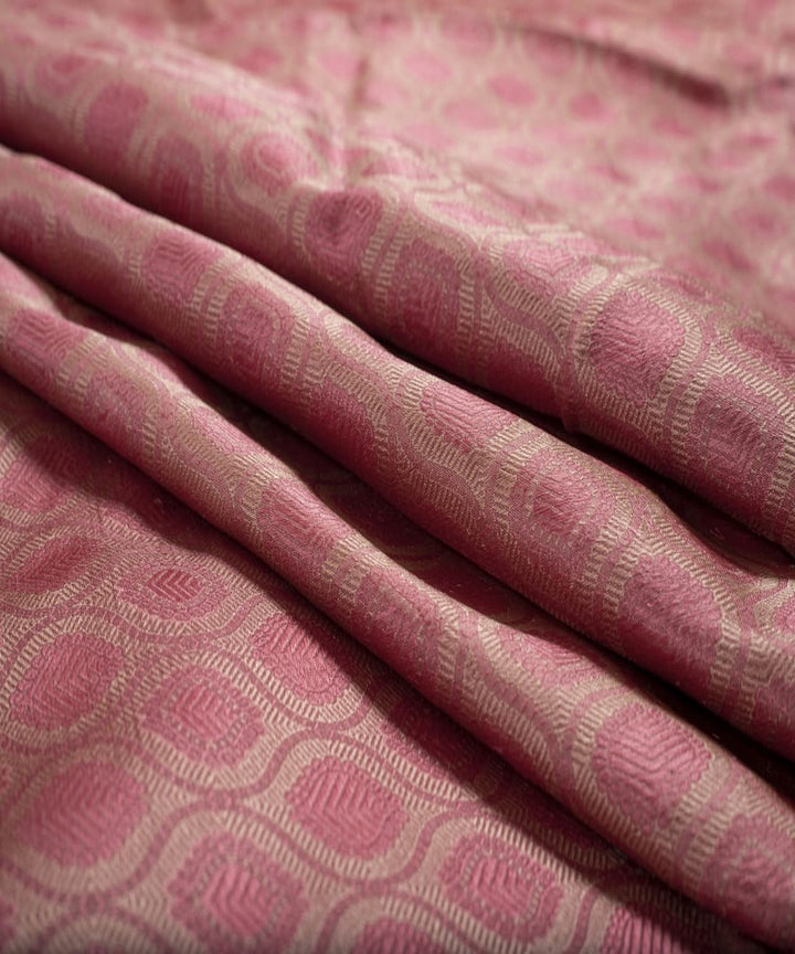 Peach cream handloom banarasi silk fabric