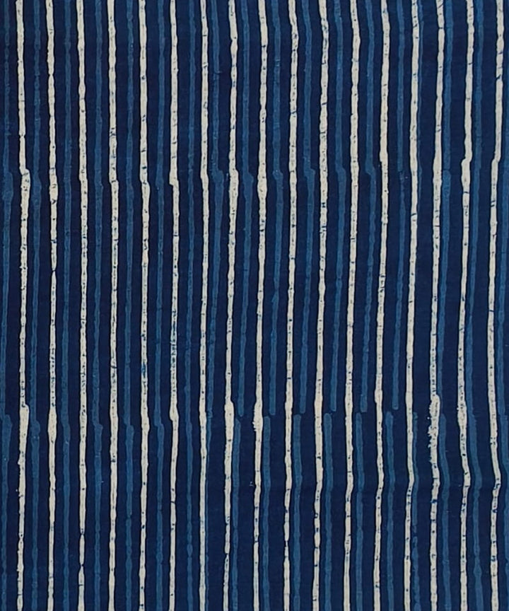 2.5m Blue stripes handblock printed cotton kurta material
