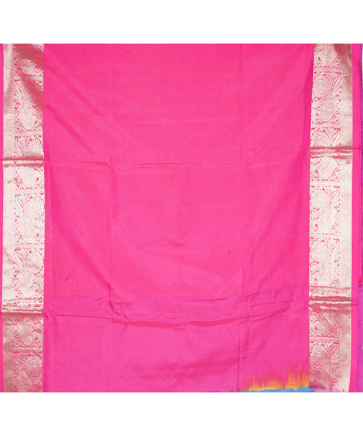 Navy blue pink silk handloom venkatagiri saree