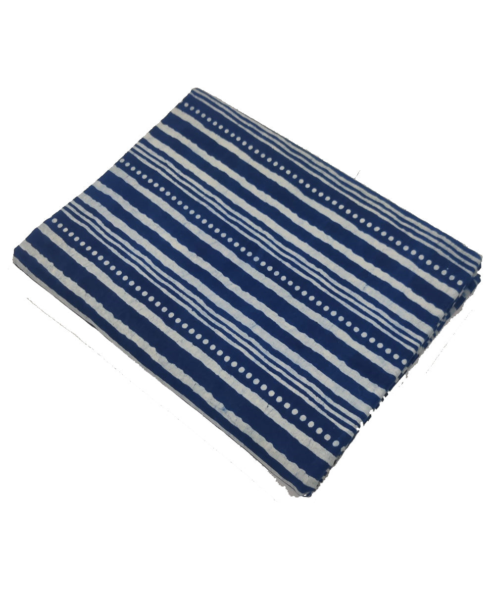 2.5m Blue handblock printed cotton stripes kurta material