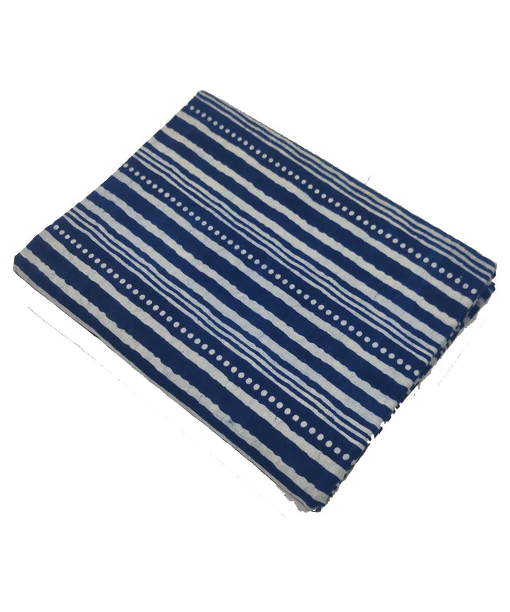 2.5m Blue handblock printed cotton stripes kurta material
