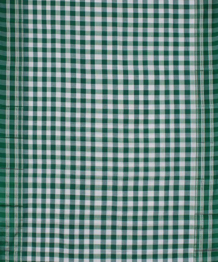 Dark green green white gayatri border cotton handloom ilkal saree