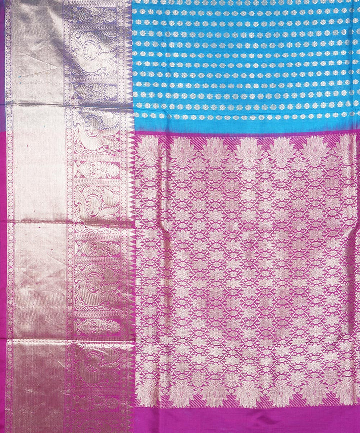 Sky blue purple silk handloom venkatagiri saree
