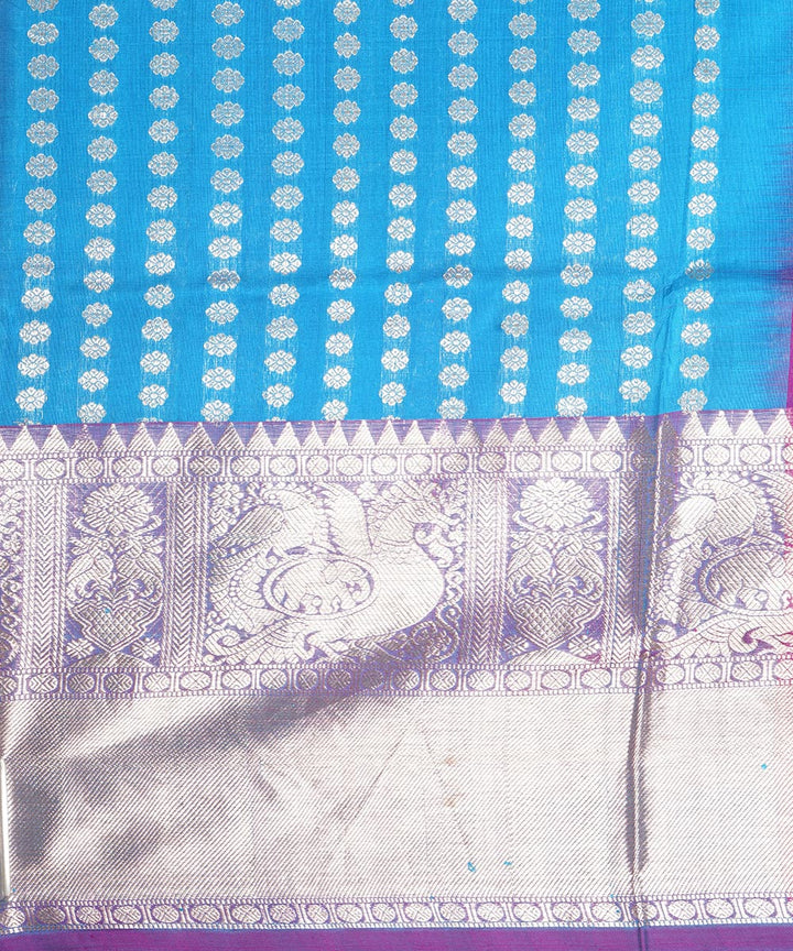 Sky blue purple silk handloom venkatagiri saree