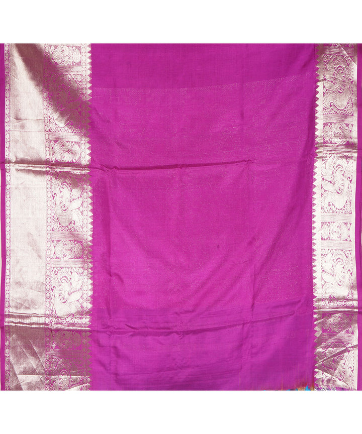 Sky blue purple silk handloom venkatagiri saree