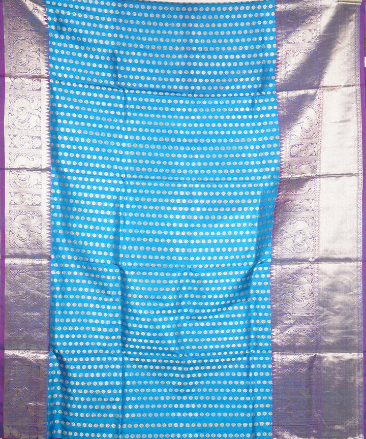Sky blue purple silk handloom venkatagiri saree