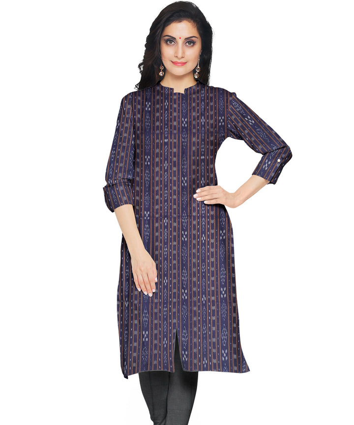 Navy blue black handwoven cotton nuapatna dress material