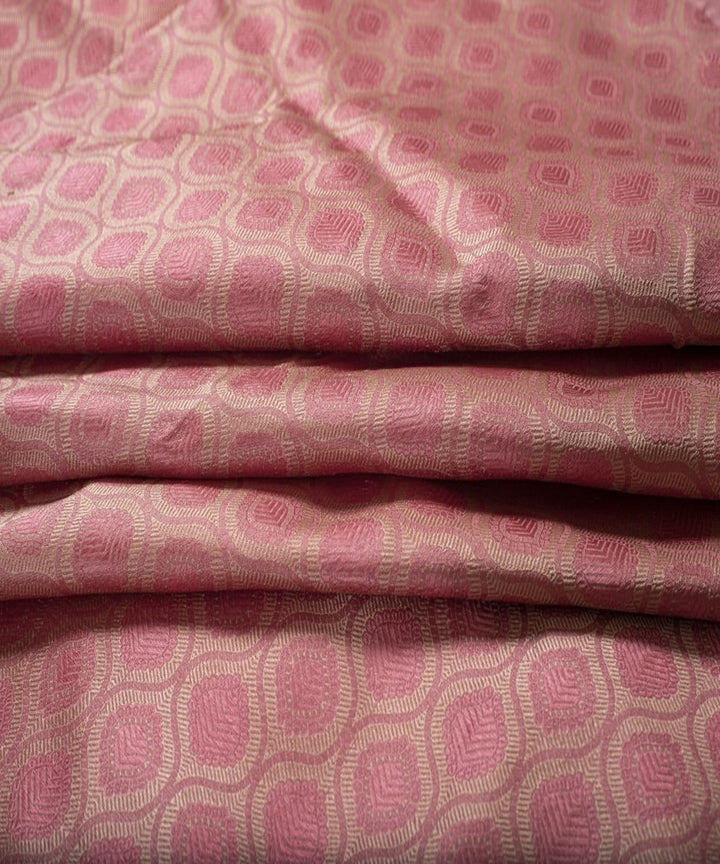 Peach cream handloom banarasi silk fabric