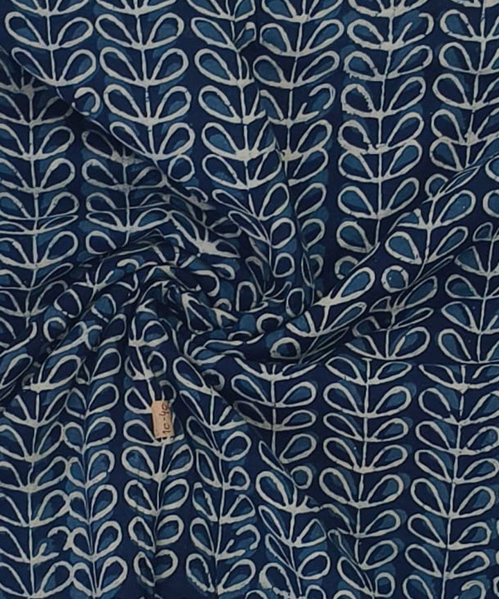2.5m Blue hand block printed cotton leaf kurta material