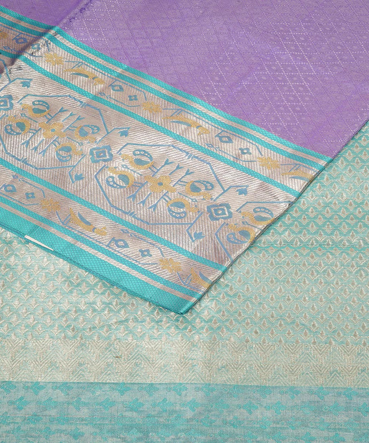 Lavender sky blue silk handloom venkatagiri saree