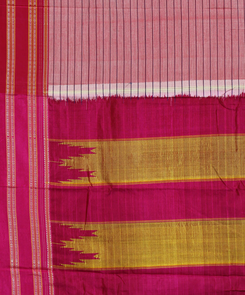 Peach pink gayatri cotton handloom ilkal saree