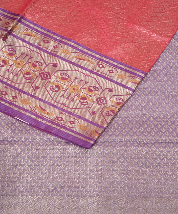 Pink violet silk handloom venkatagiri saree