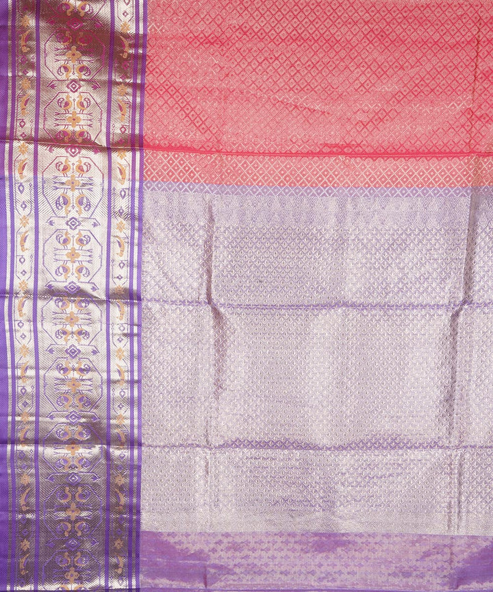 Pink violet silk handloom venkatagiri saree