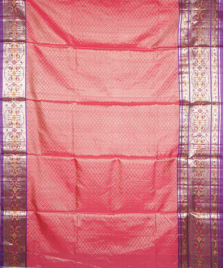 Pink violet silk handloom venkatagiri saree