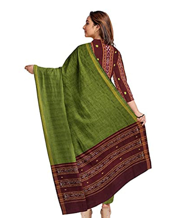 Maroon olive handwoven nuapatna cotton dress material