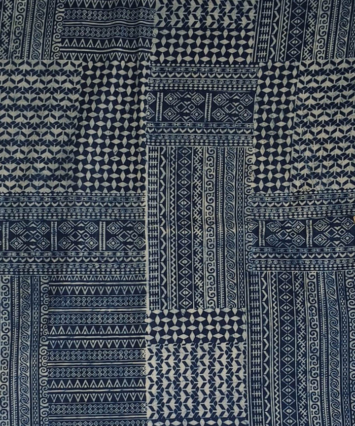2.5m Blue white hand block printed cotton kurta material