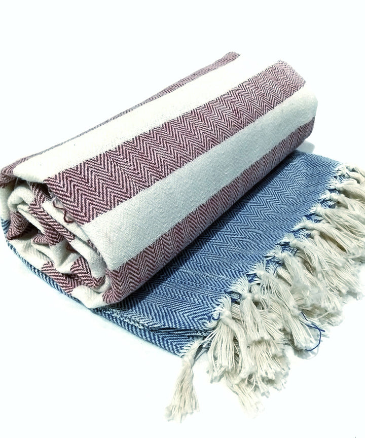 White red blue handwoven cotton towel