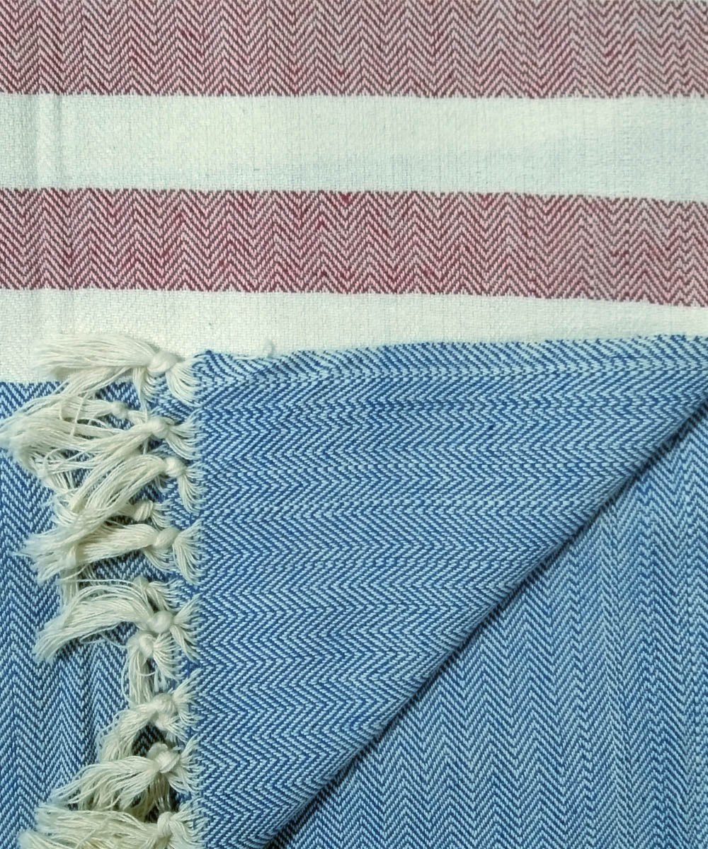White red blue handwoven cotton towel
