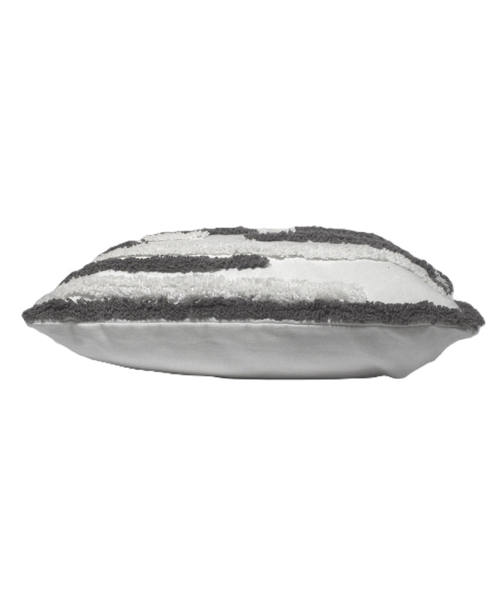 Grey white handloom cotton cushion cover