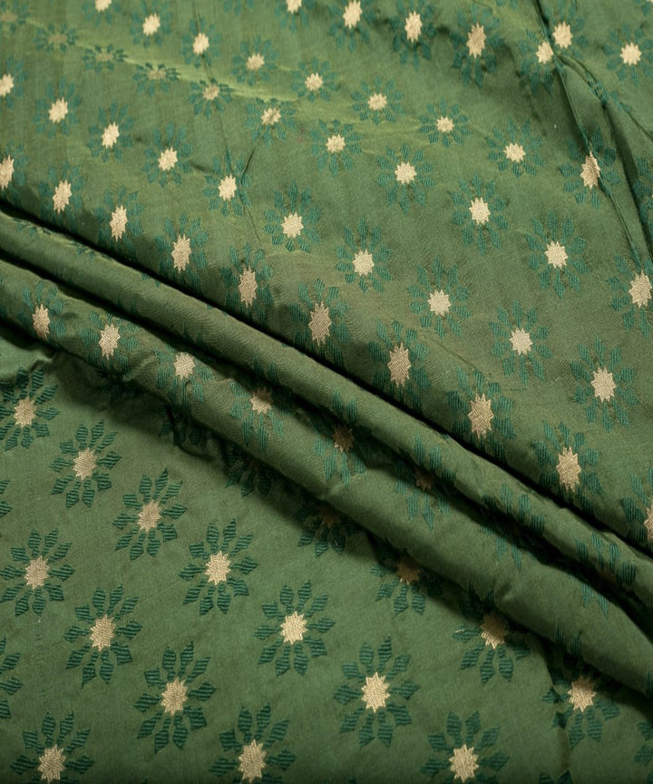 Dark green handloom banarasi cotton silk fabric