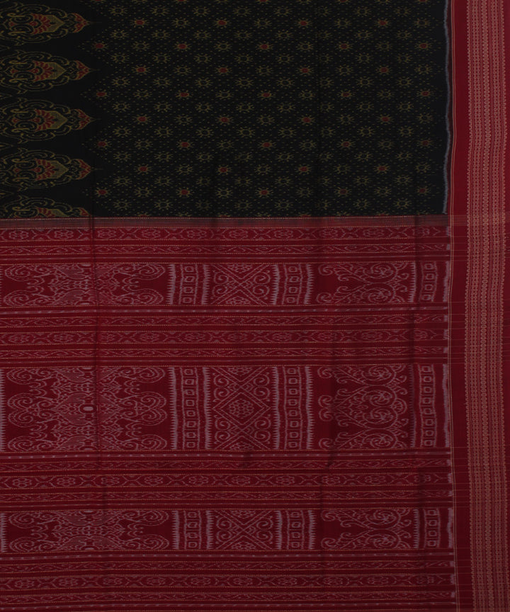 Black maroon cotton handwoven sambalpuri saree