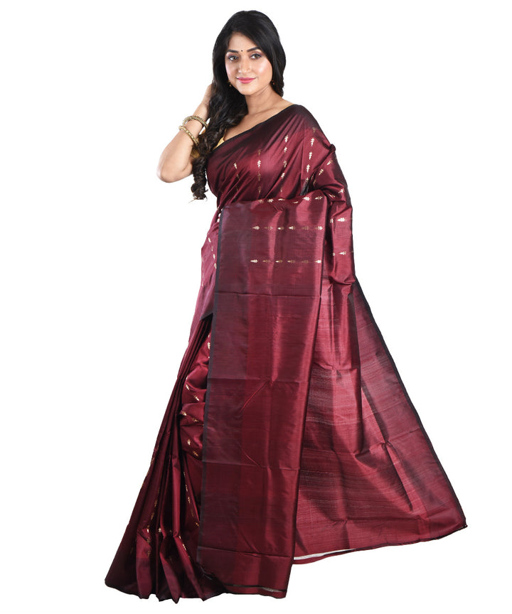 Maroon handwoven silk saree