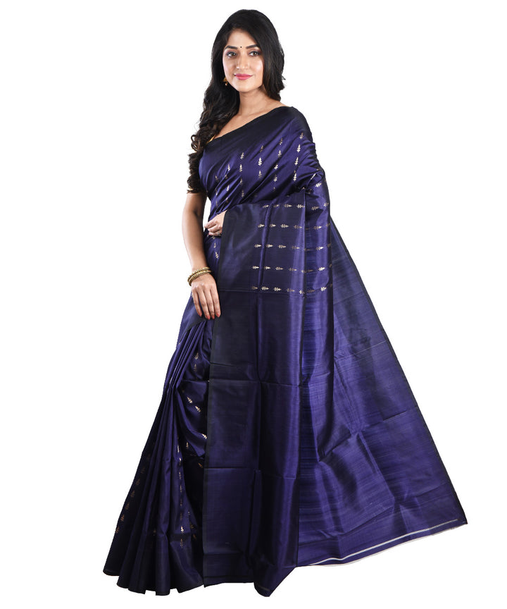 Navy blue handloom silk saree